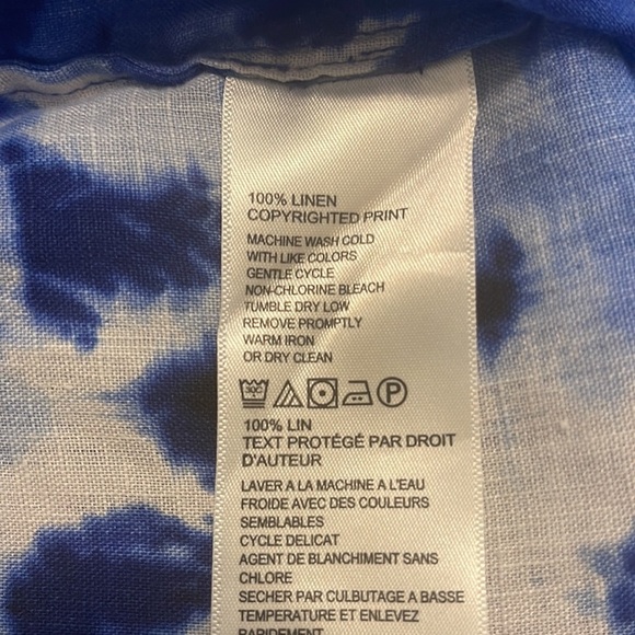 Tommy Bahama Celeste Palm Linen Blue White Tie Dye Tunic Top - Picture 5 of 5